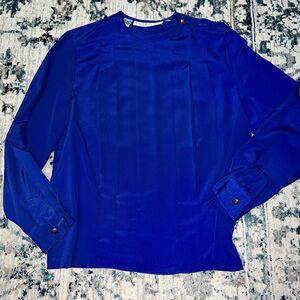 Blue Pleated Blouse